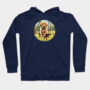 Cute Golden Retriever Puppy on a Swing Hoodie